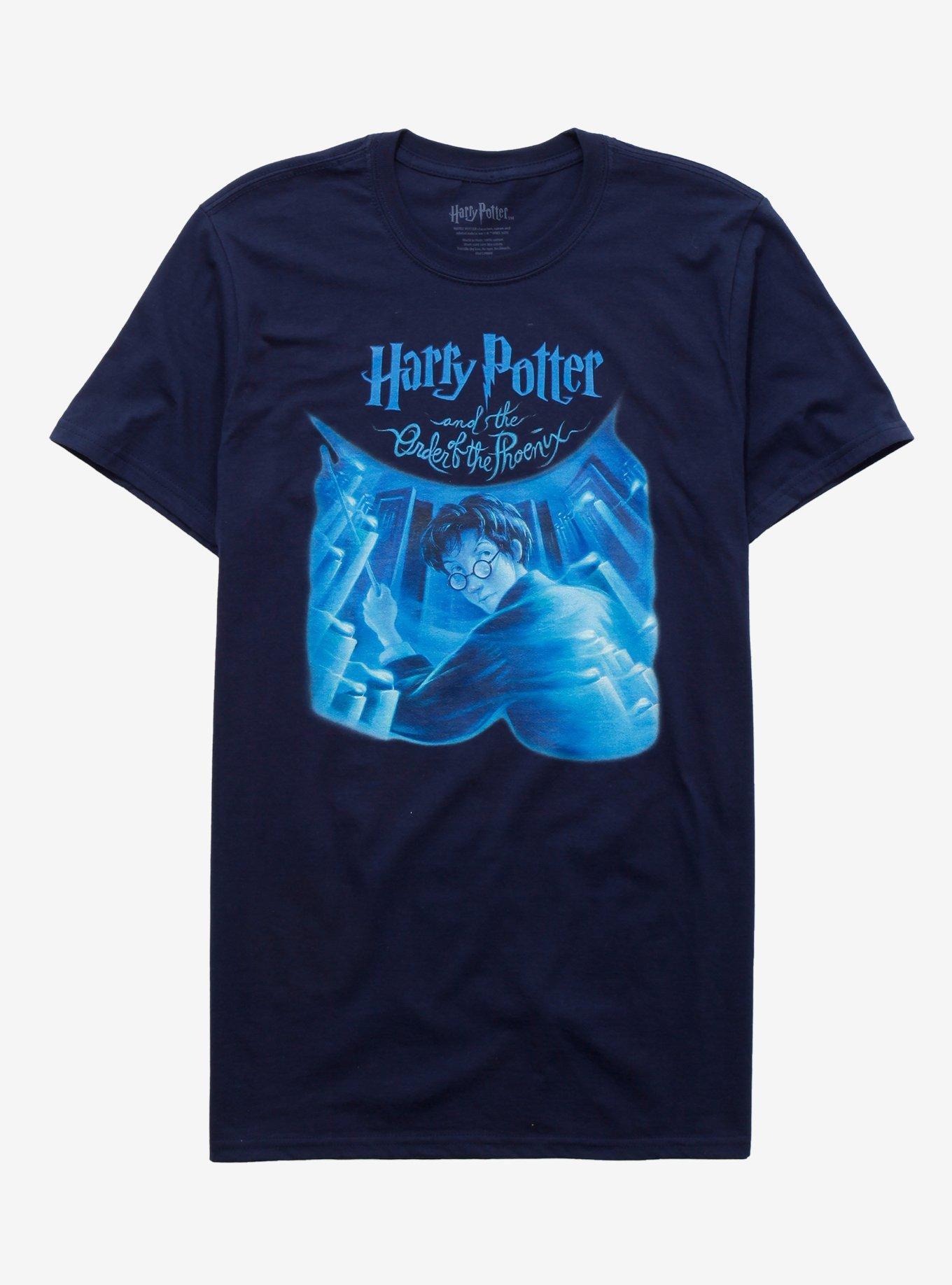 Harry Potter And The Order Of The Phoenix Book Cover T-Shirt, NAVY, hi-res