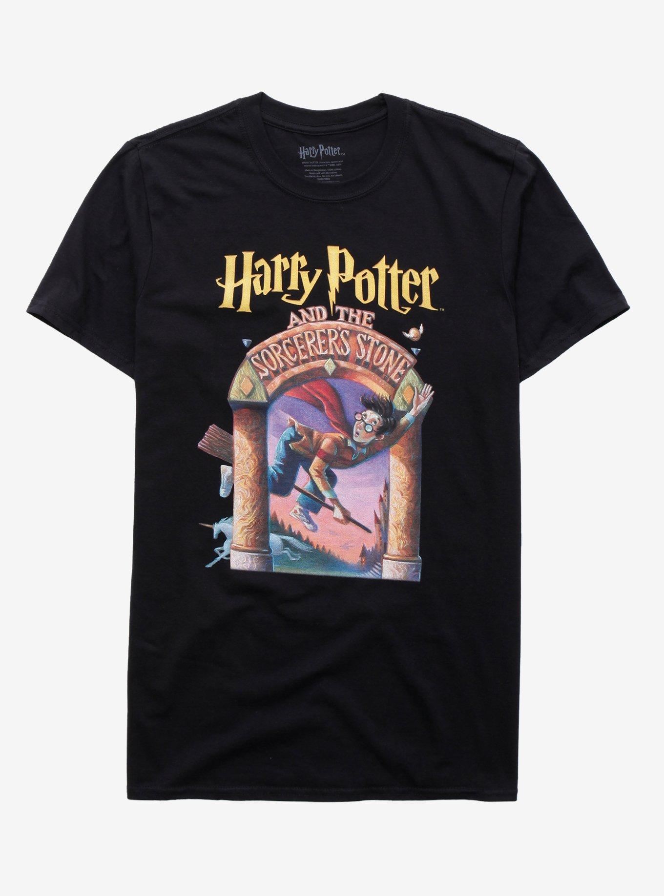Harry Potter And The Sorcerer's Stone Book Cover T-Shirt, BLACK, hi-res