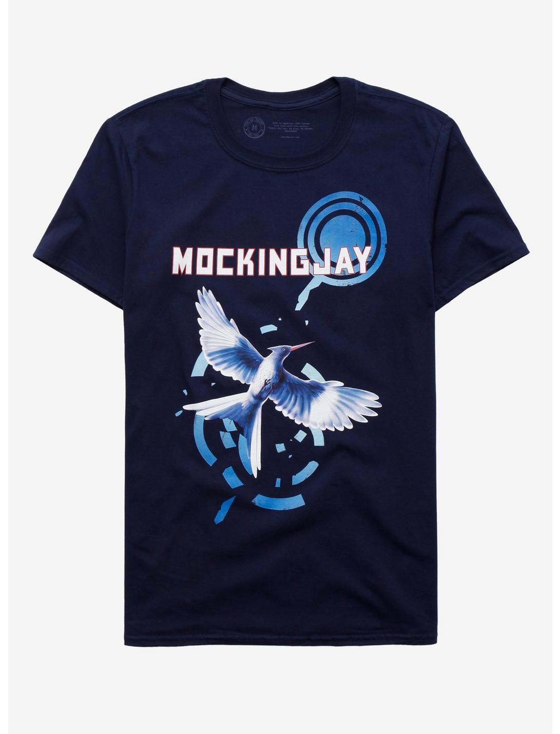 Suzanne Collins Mockingjay Book Cover T-Shirt, NAVY, hi-res