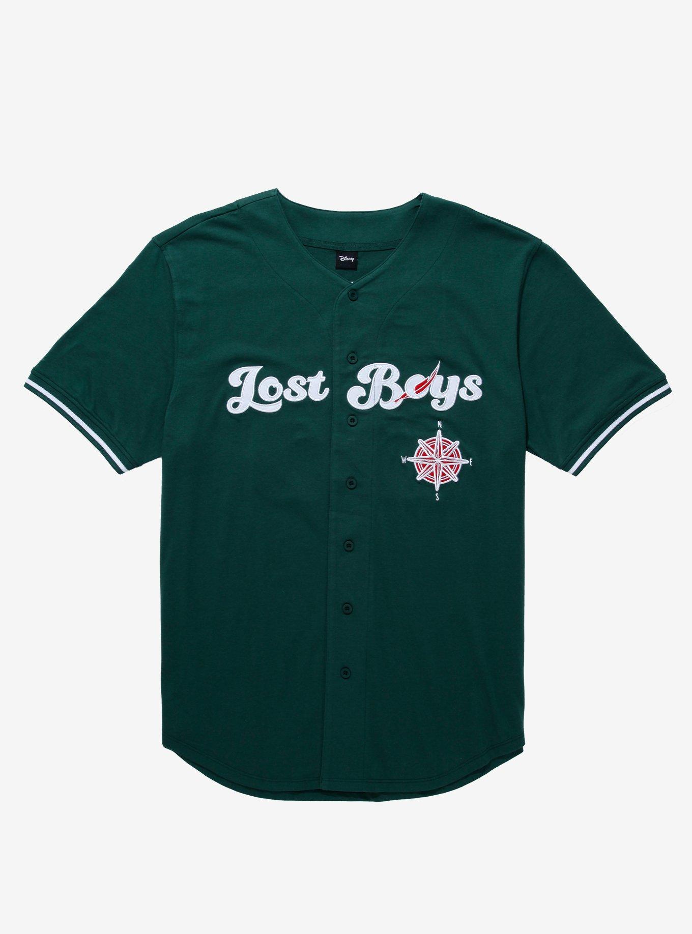 retro-city-threads Lost Boys Peter Pan Neverland Island Custom Baseball Jersey (Green) Adult Small