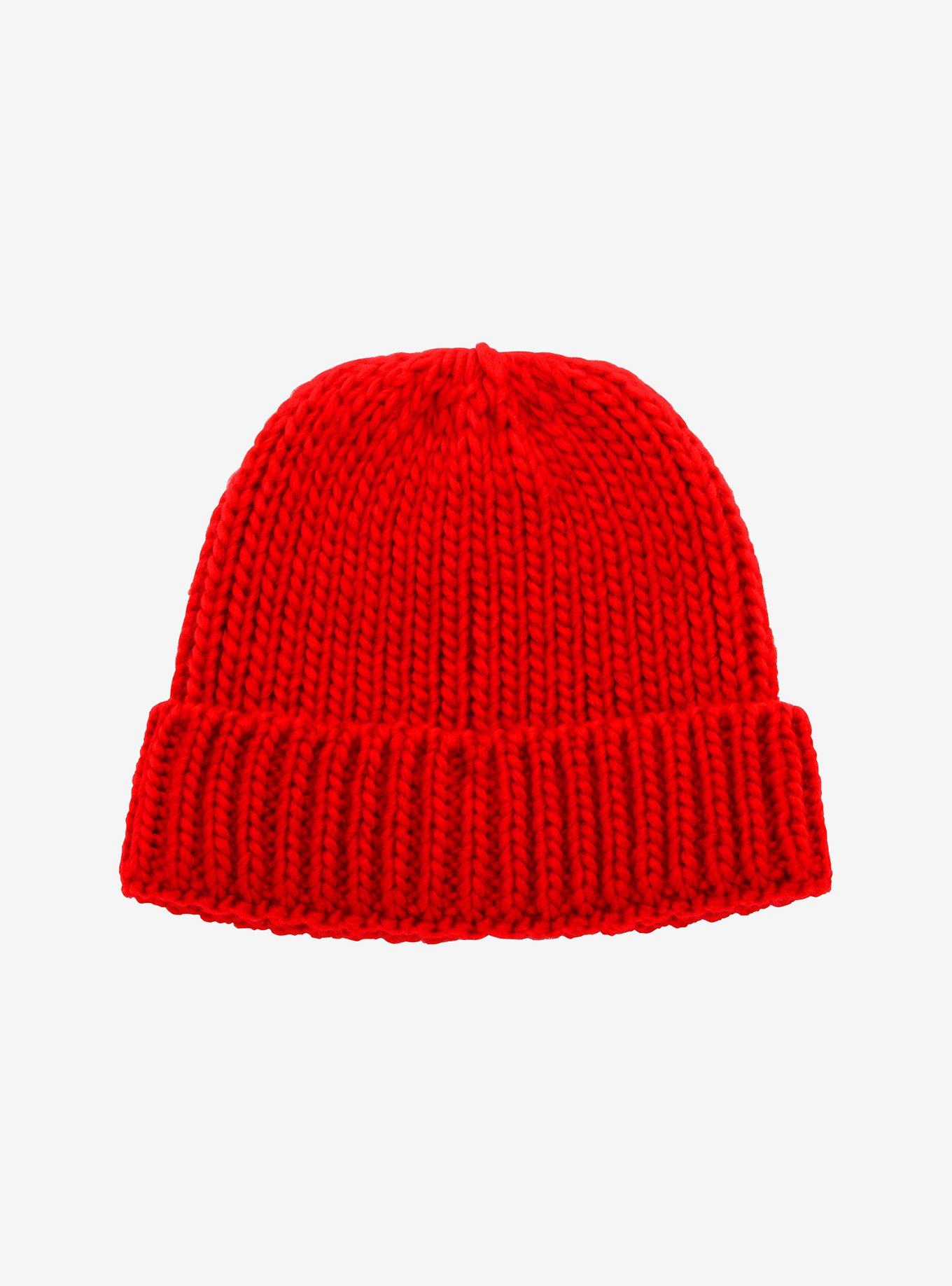 Red Knit Short Cap Beanie, , hi-res