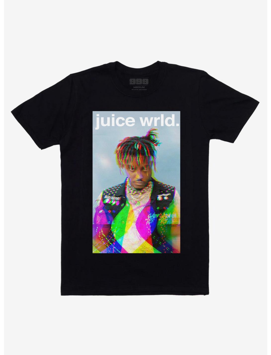 Juice WRLD Glitch Portrait T-Shirt, BLACK, hi-res