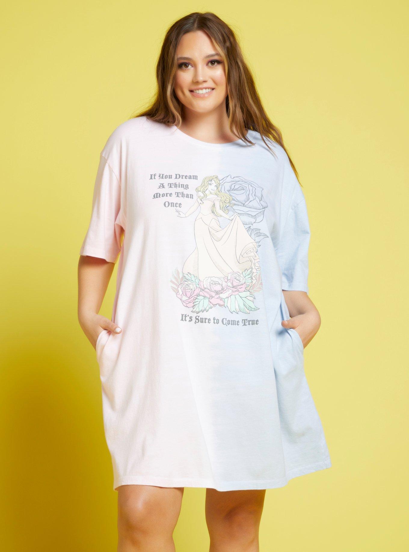 Her Universe Disney Sleeping Beauty Aurora Split Tie-Dye T-Shirt Dress Plus Size, BLUE, hi-res