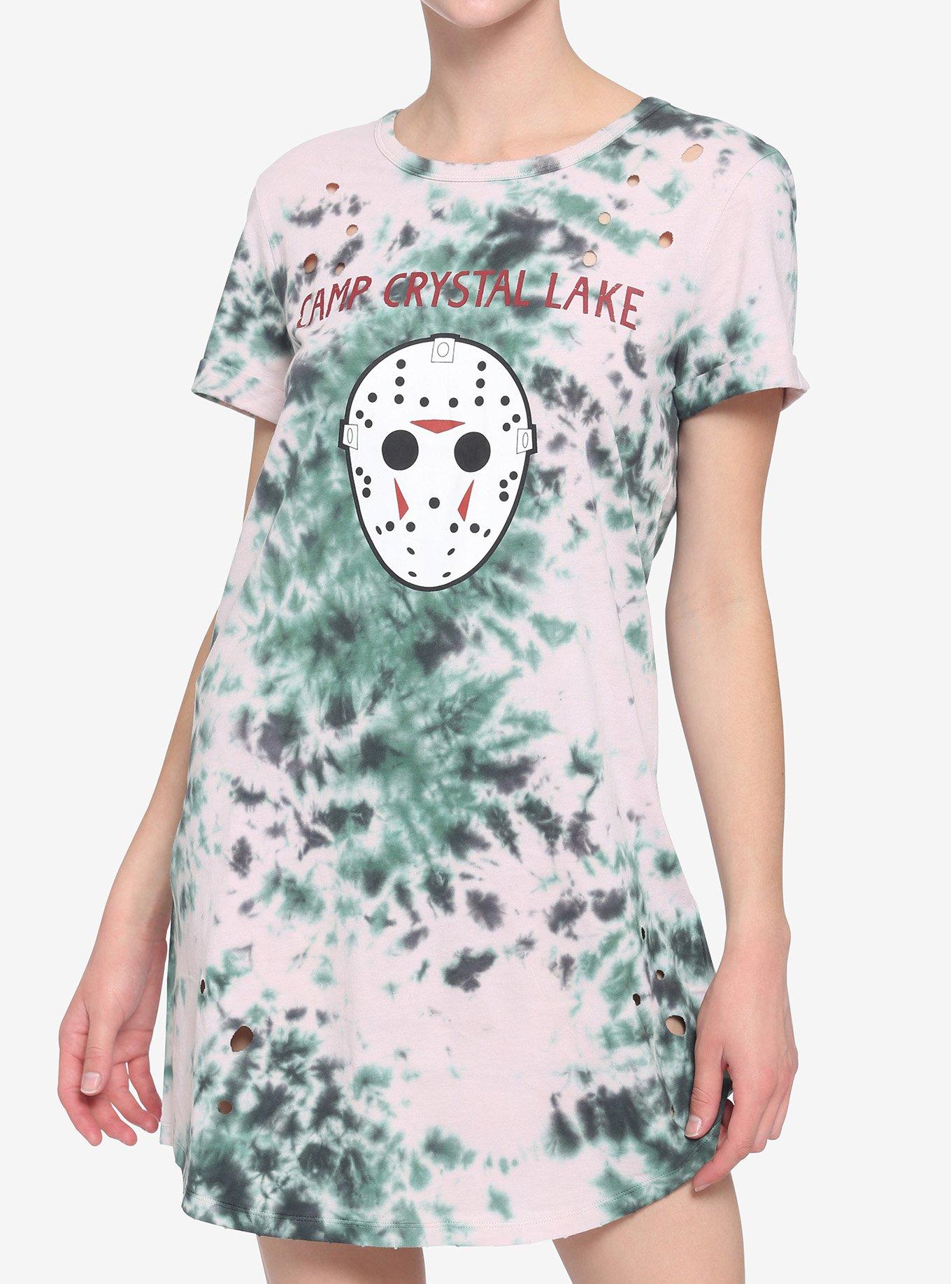 Friday The 13th Camp Crystal Lake Distressed Tie-Dye T-Shirt Dress, MULTI, hi-res