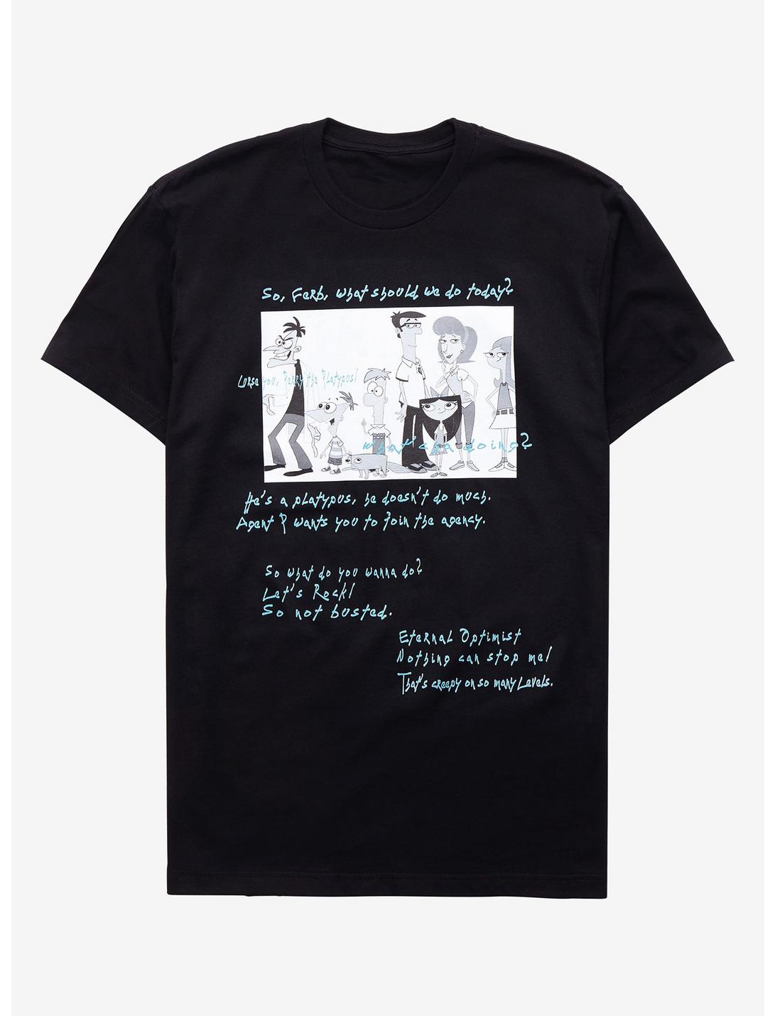 Phineas And Ferb Quotes T-Shirt, BLACK, hi-res