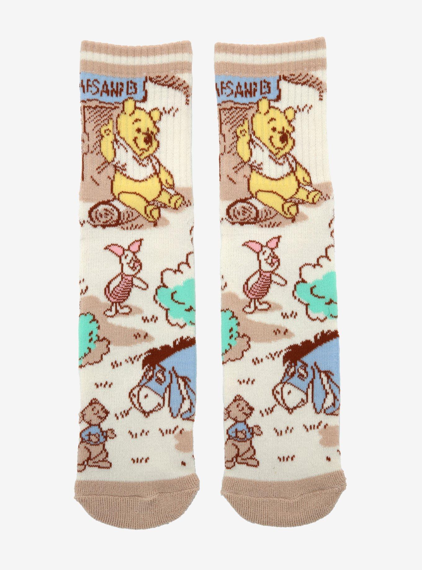 Disney Winnie The Pooh Hundred Acre Wood Character Crew Socks, , hi-res