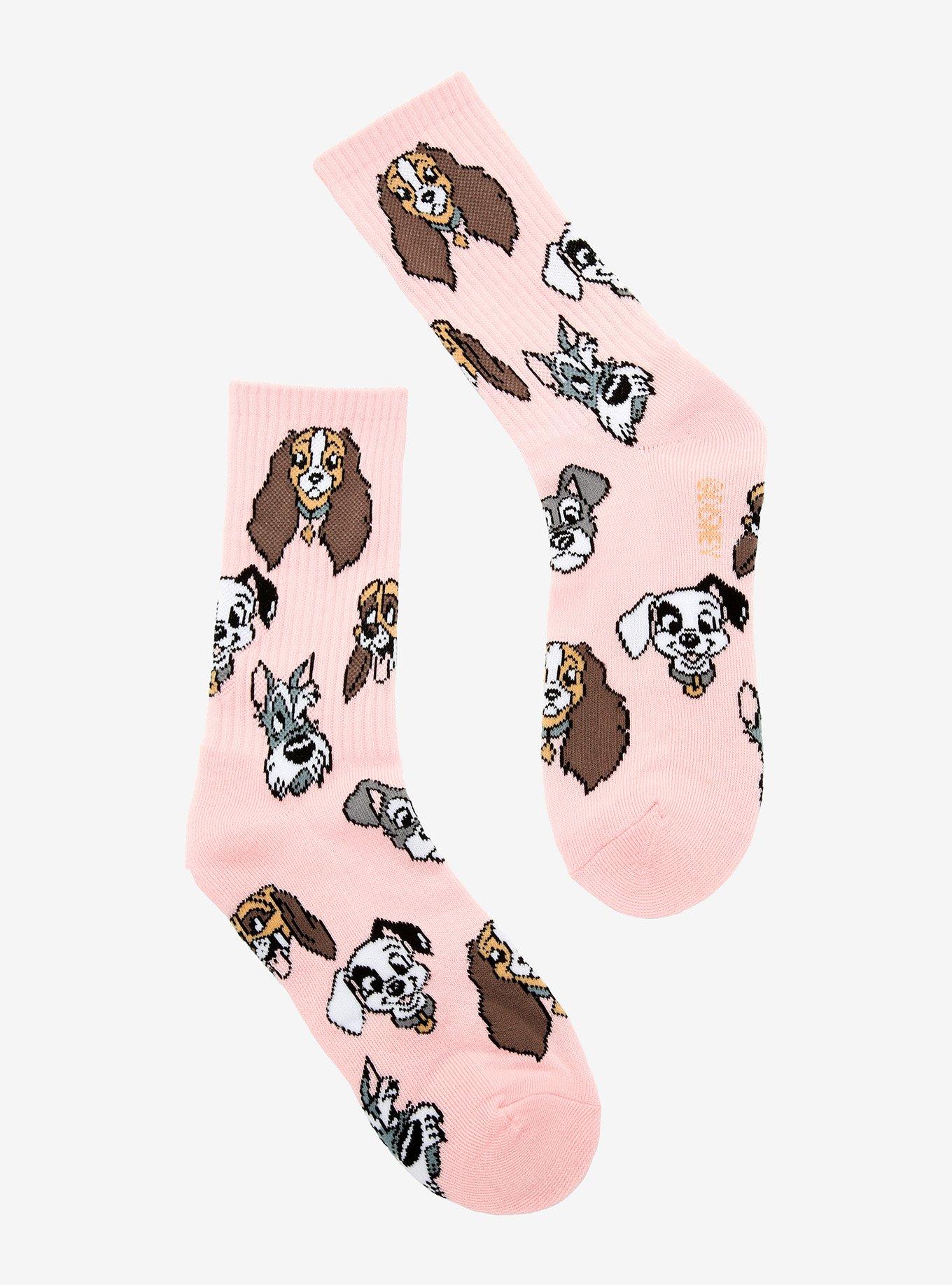 Disney Dogs Peach Crew Socks, , hi-res