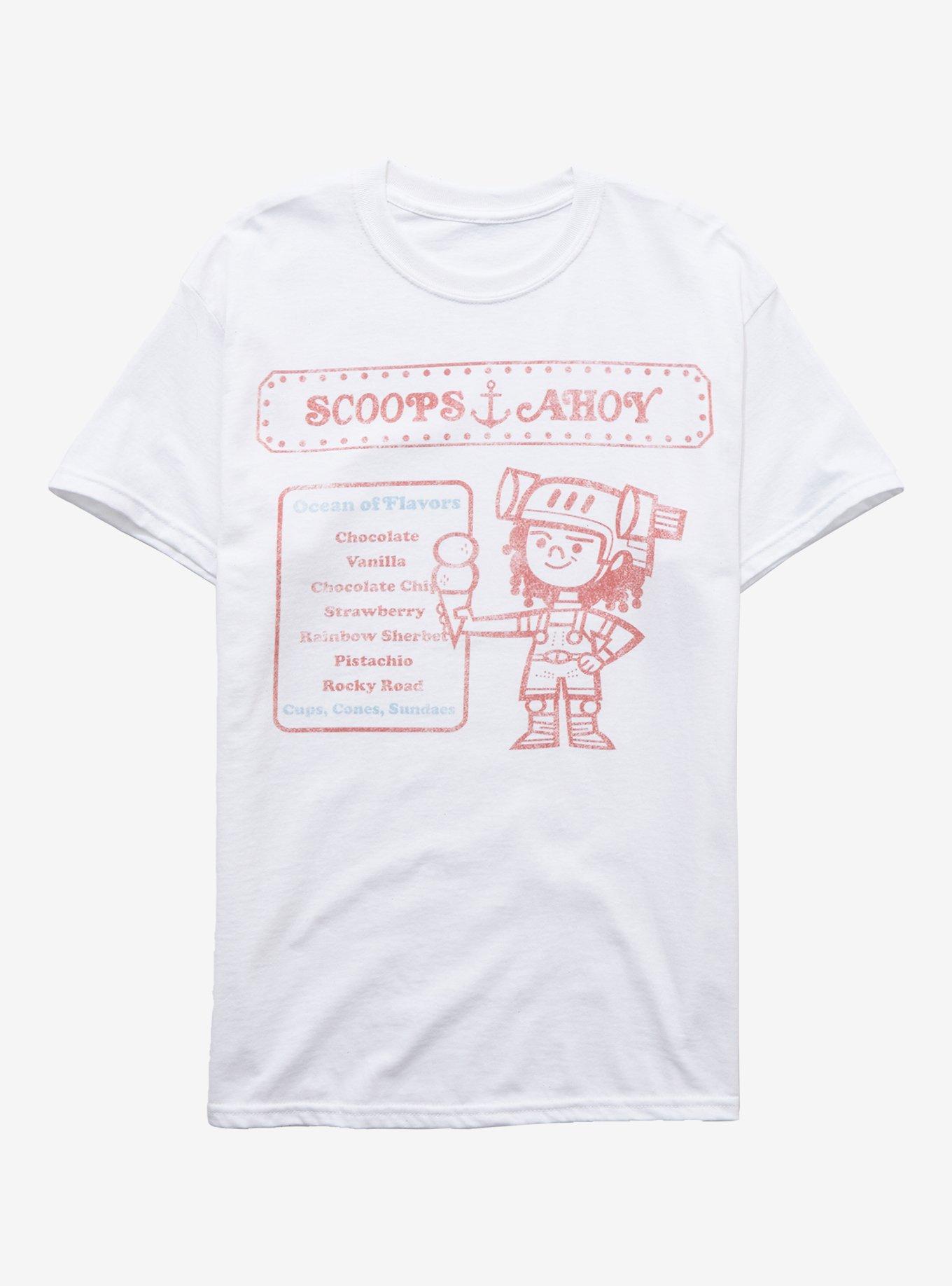 Stranger Things Scoops Ahoy Sign Erica T-Shirt, WHITE, hi-res