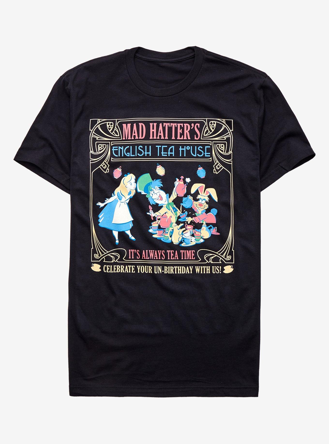 Disney Alice In Wonderland Mad Hatter's Tea House T-Shirt, BLACK, hi-res