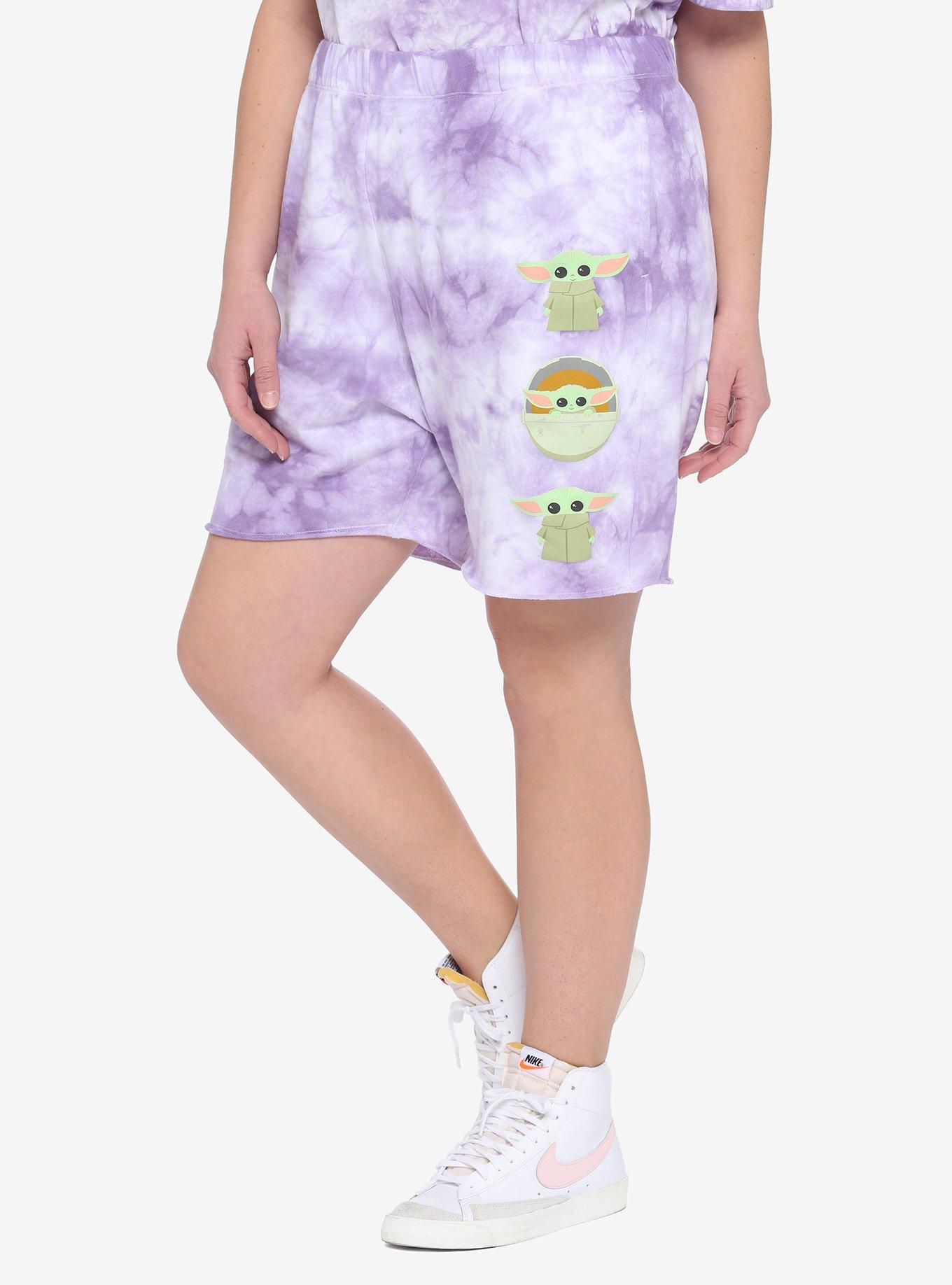 Star Wars The Mandalorian The Child Tie-Dye Girls Lounge Shorts Plus Size, PURPLE, hi-res
