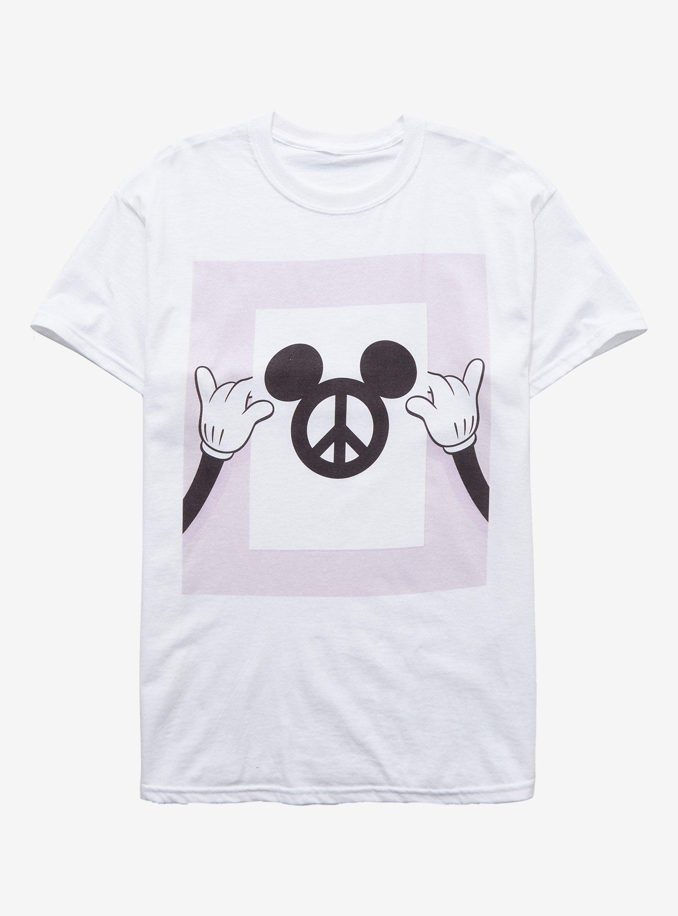 Disney Mickey Mouse Peace Sign T-Shirt, WHITE, hi-res