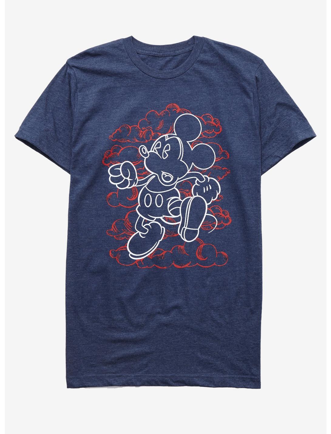 Disney Mickey Mouse Line Art Clouds T-Shirt, HEATHER BLUE  NAVY, hi-res
