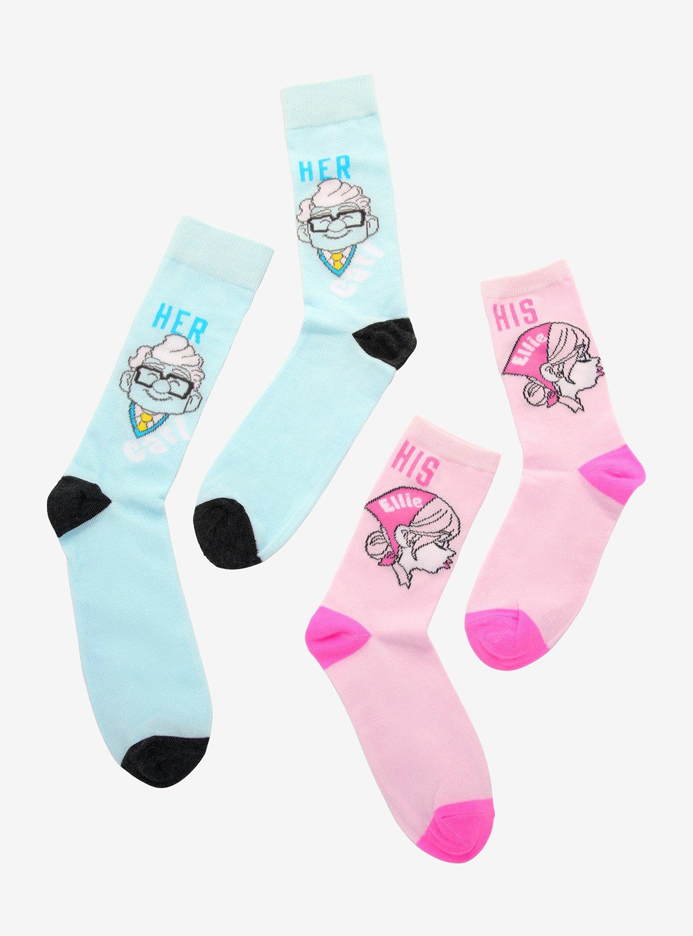 Disney Pixar Up Carl & Ellie Couple Crew Socks 2 Pair, , hi-res