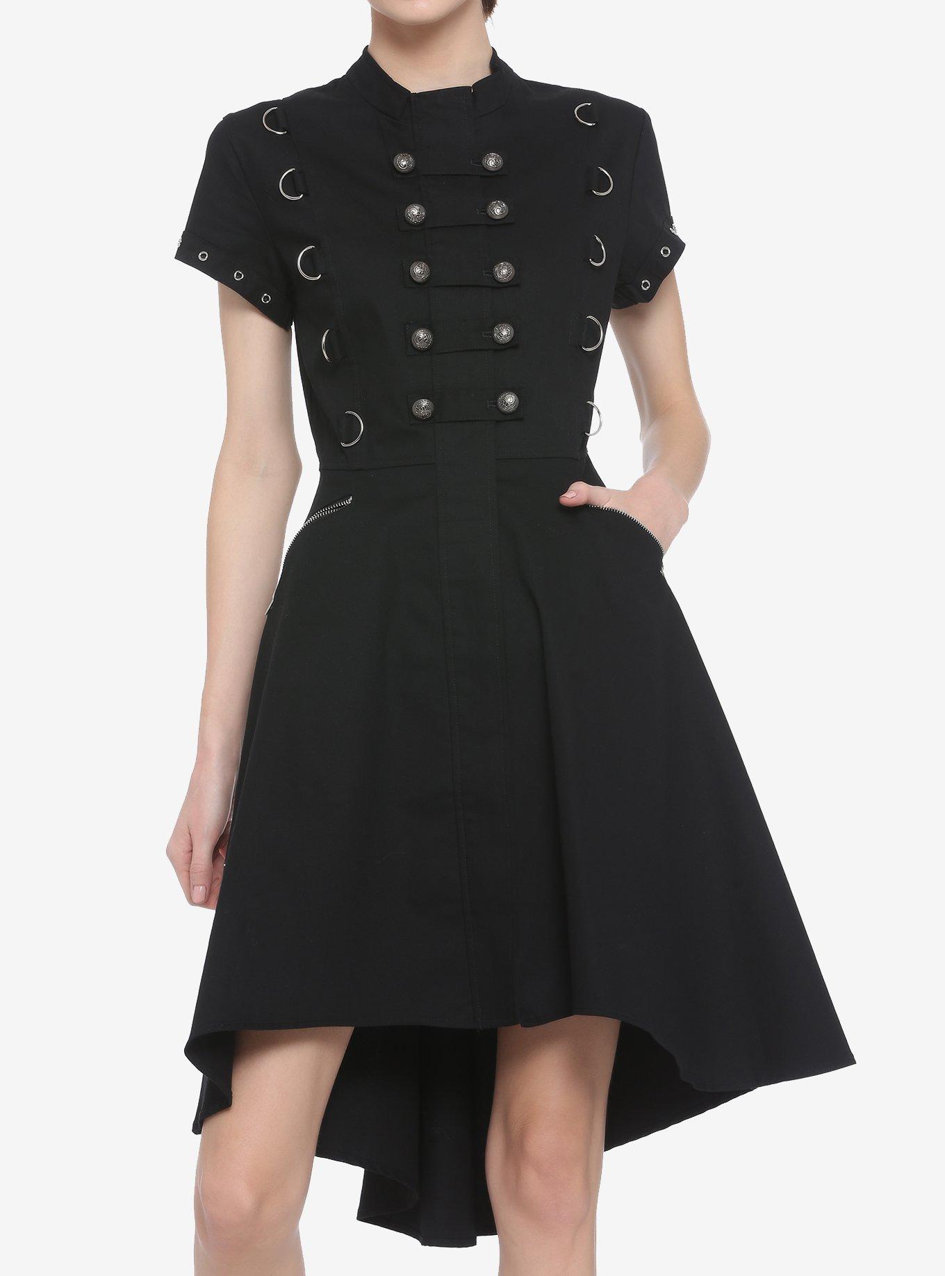 Black Hardware Hi-Low Dress, , hi-res