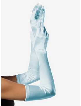 Extra Long Satin Gloves Light Blue, , hi-res