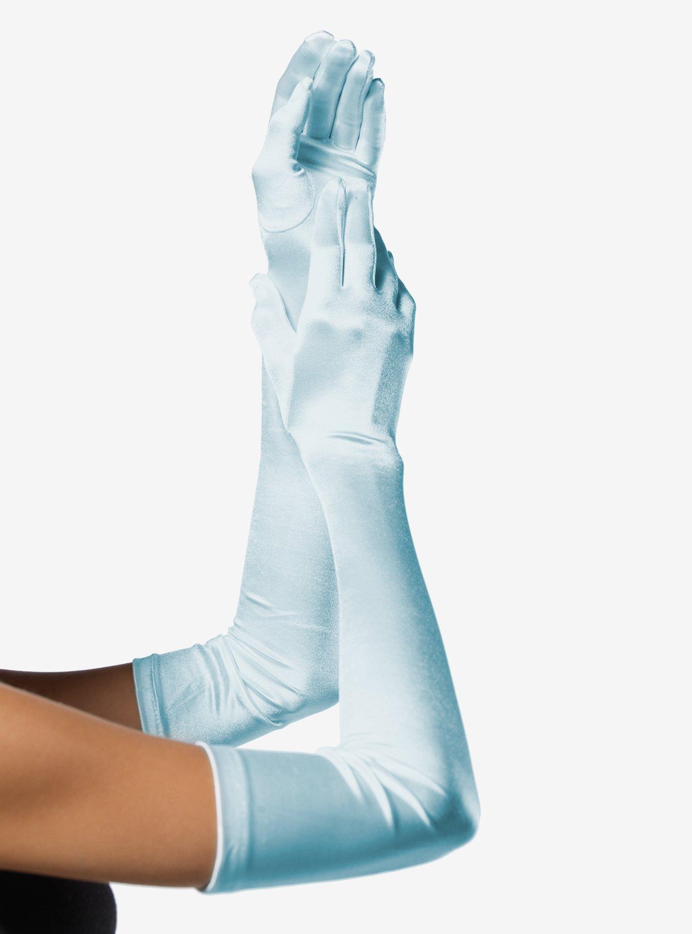 Extra Long Satin Gloves Light Blue, , hi-res