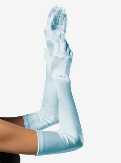 Extra Long Satin Gloves Light Blue | Hot Topic