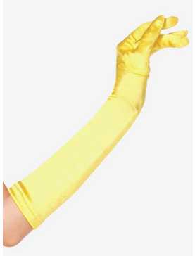 Extra Long Satin Gloves Yellow, , hi-res