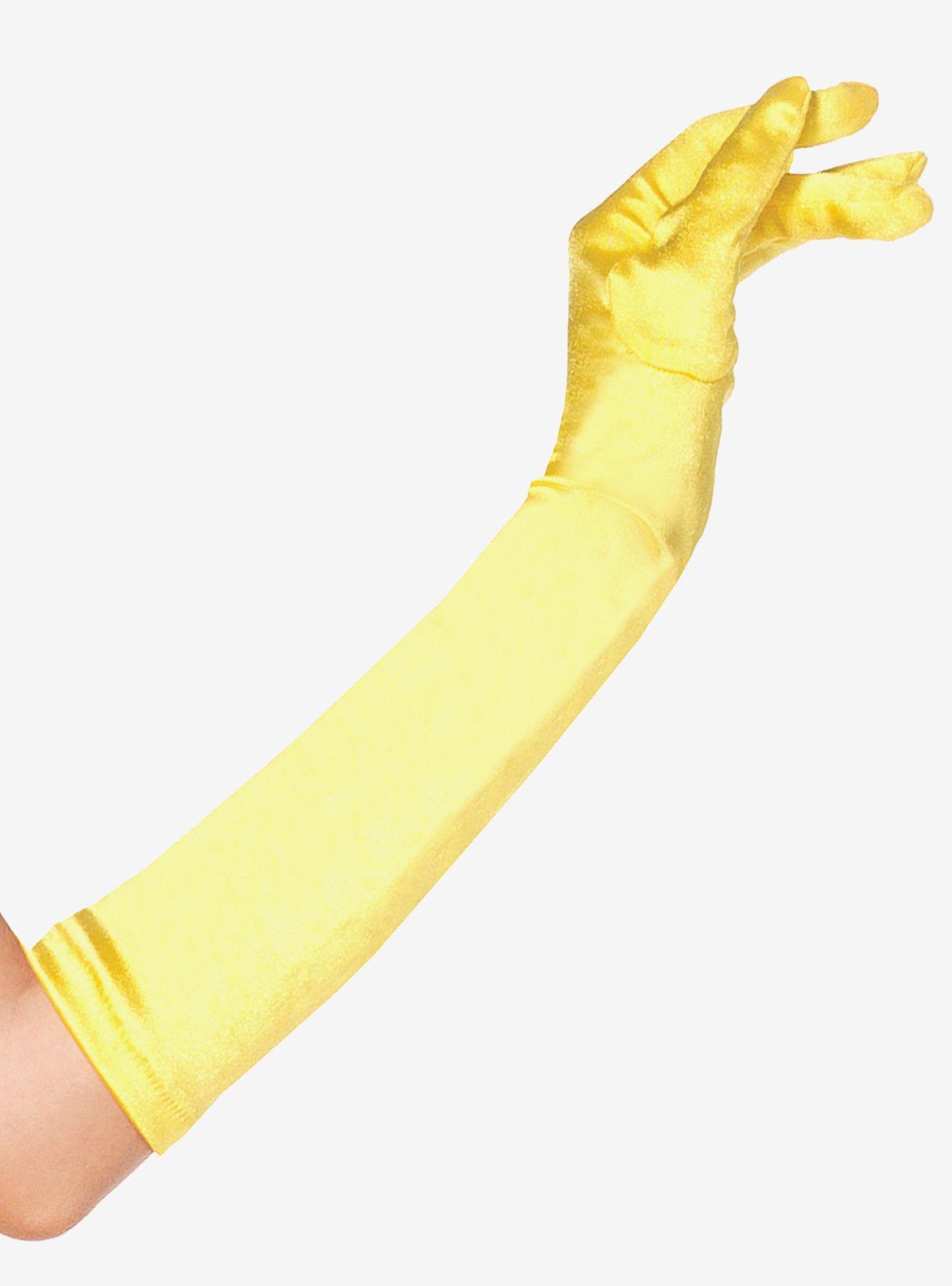 SEXY YELLOW SATIN Long Gloves One Size Fashion GLAMOUR Lingerie