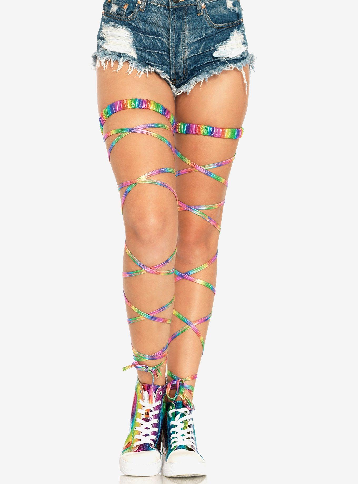 Lame Garter Leg Wraps Rainbow, , hi-res