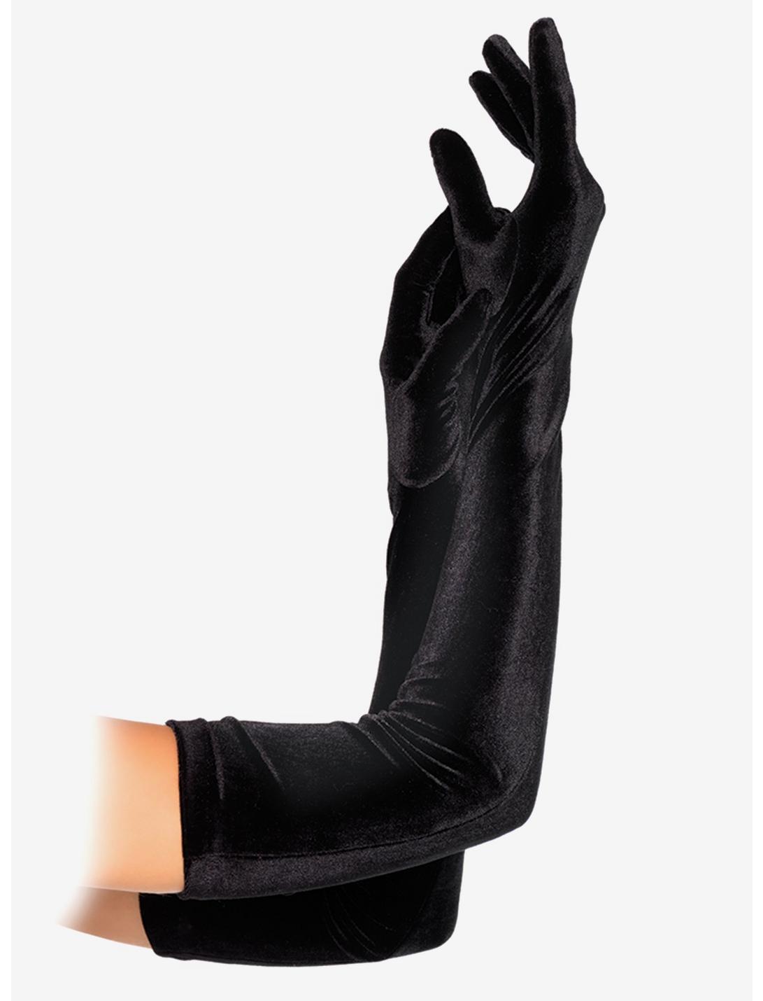Velvet Opera Length Gloves Black, , hi-res