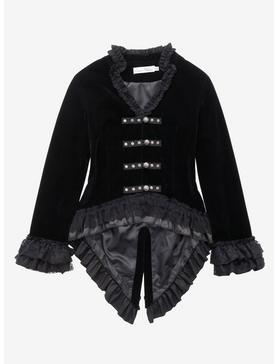 Black Velvet Lace-Up Girls Jacket, , hi-res
