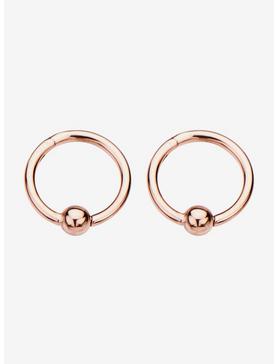 3Mm Ball Attached Hinged Segment Rose Gold Rings Pair, , hi-res