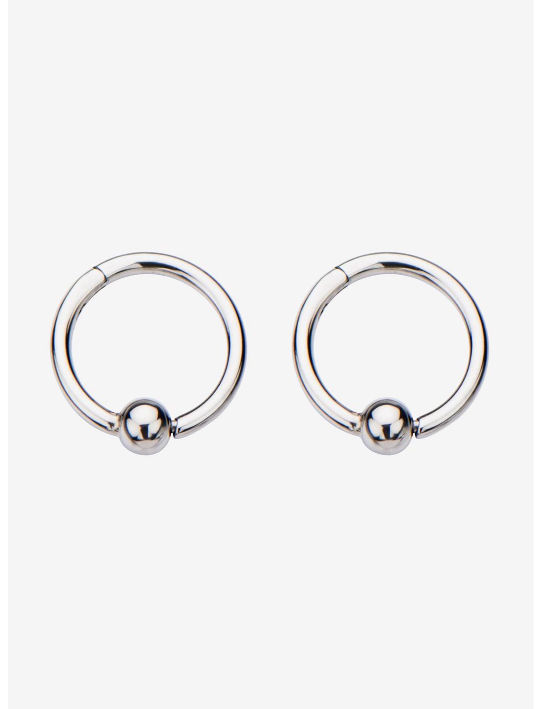 3Mm Ball Attached Hinged Segment Stainless Steel Rings Pair, , hi-res