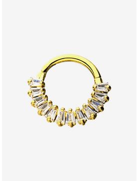 Gold Baguette Gem Design Hinged Segment Rings, , hi-res