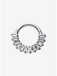 Silver Baguette Gem Design Hinged Segment Rings, , hi-res