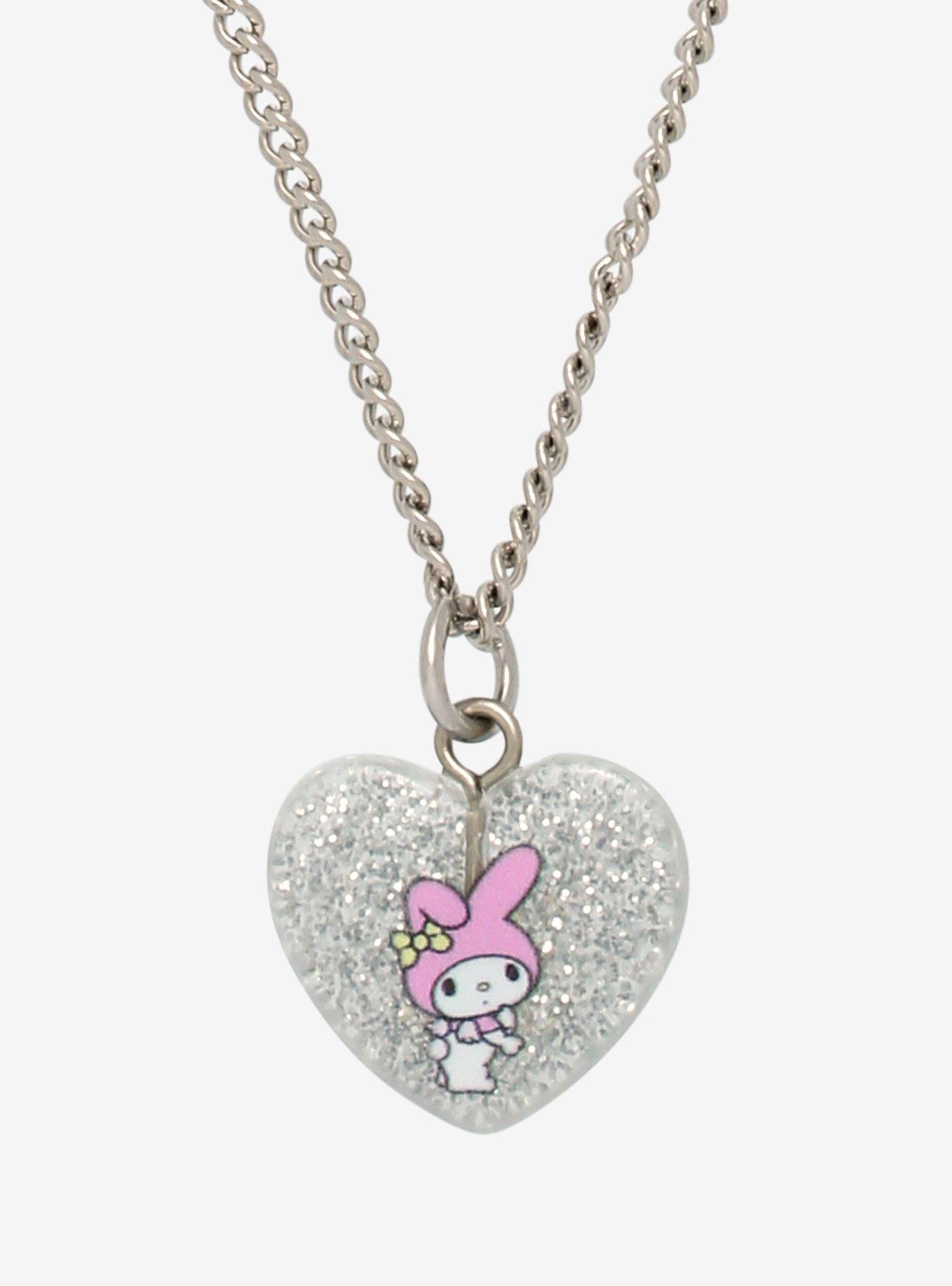 My Melody Heart Glitter Necklace | Hot Topic