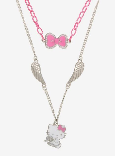 Hello Kitty Pink Chain Wings Layered Necklace Hot Topic