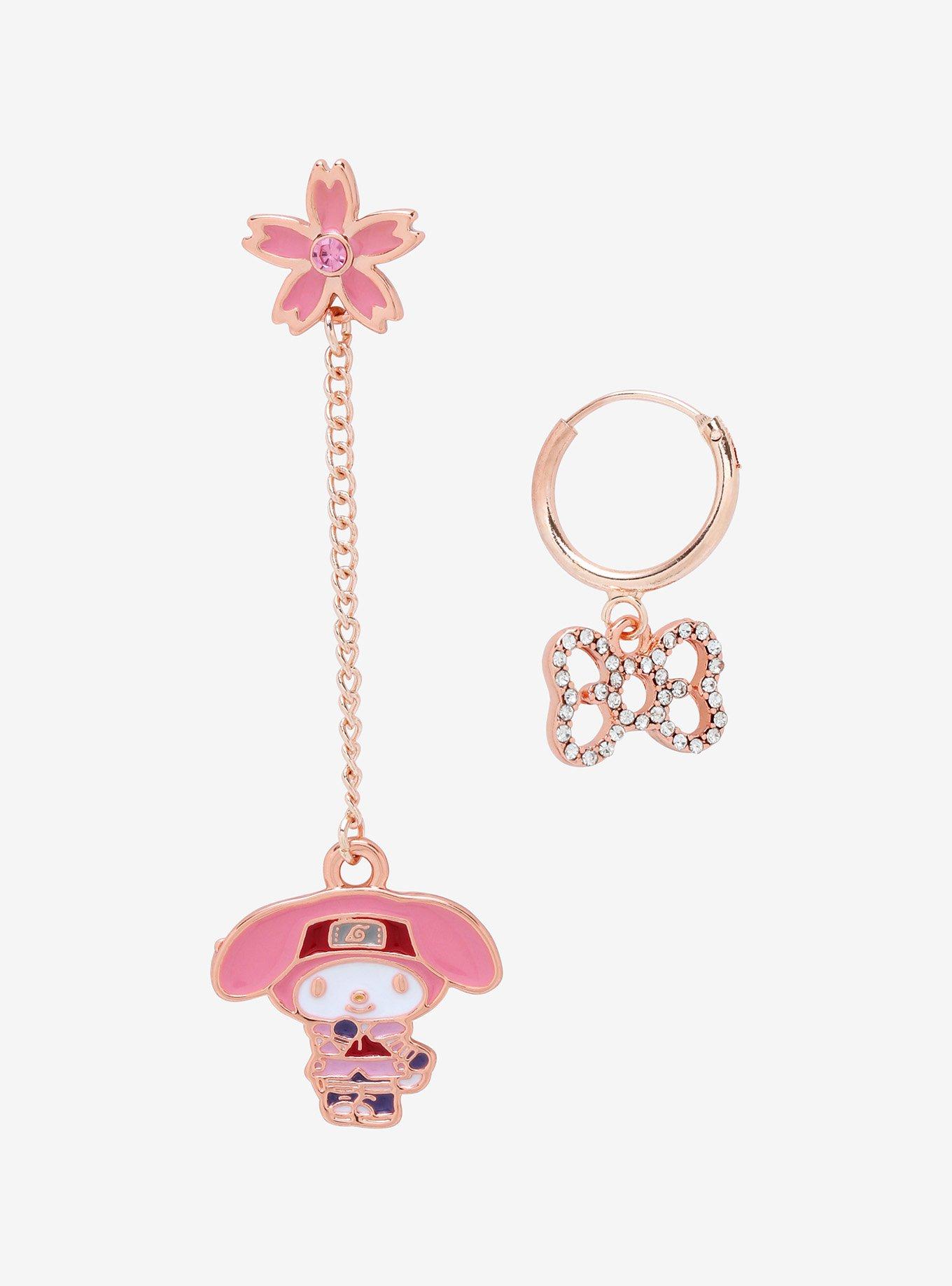 Naruto Shippuden X Hello Kitty And Friends My Melody Sakura Mismatch Earrings, , hi-res