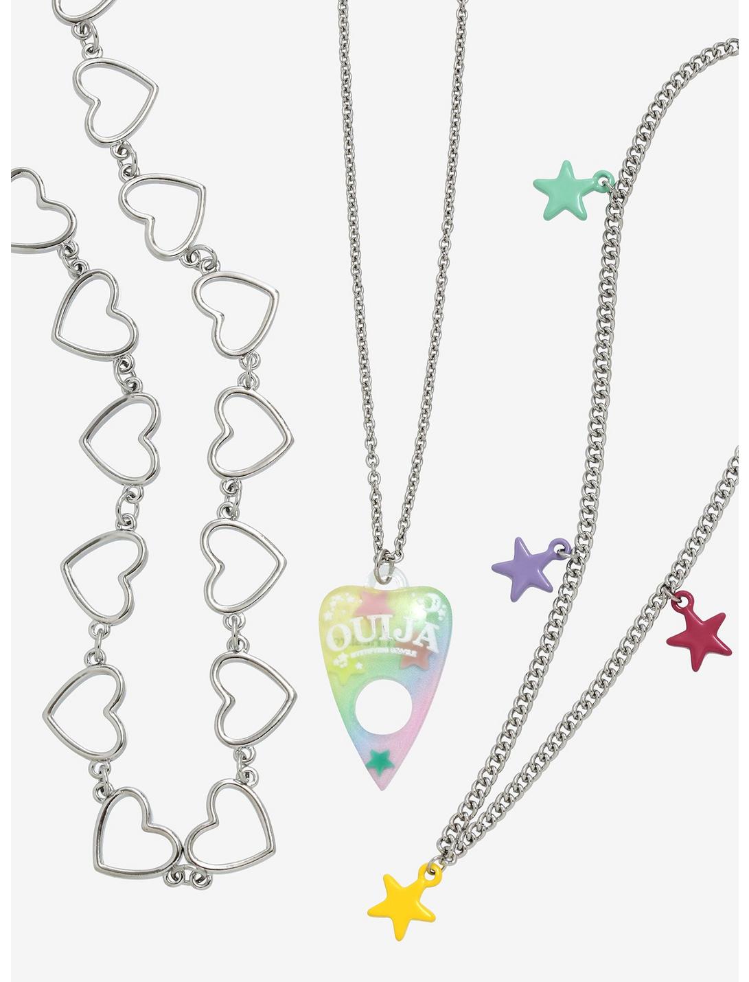Ouija Pastel Planchette Heart Star Necklace Set, , hi-res