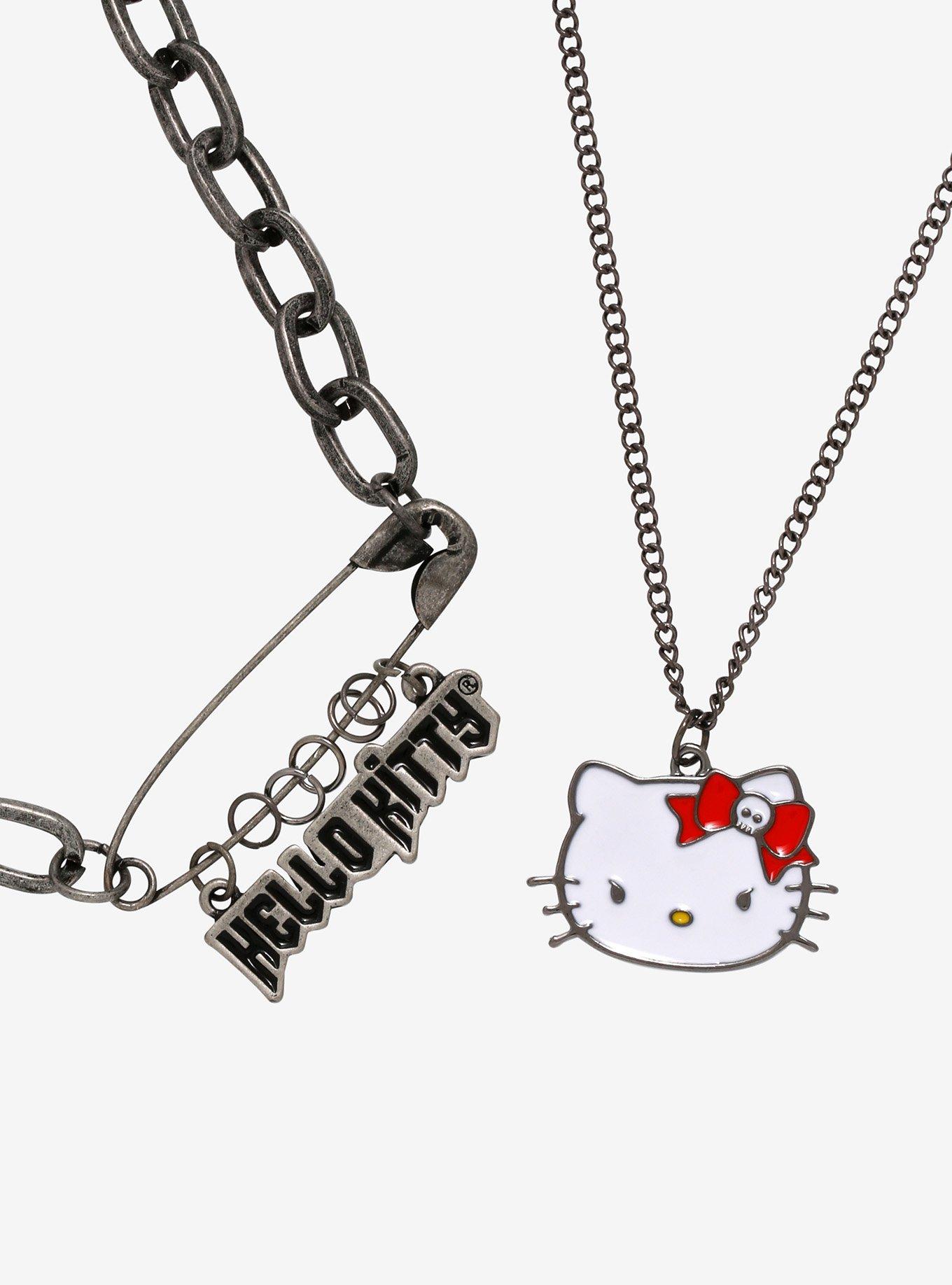 SALLY ROSE Sanrio Hello Kitty Pink Enamel Layered Necklace - Hello Kitty  Pendant Necklace Double Strand - Officially Licensed