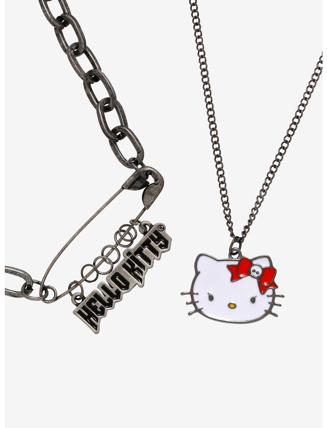 Hello Kitty Dark Safety Pin Necklace Set, , hi-res