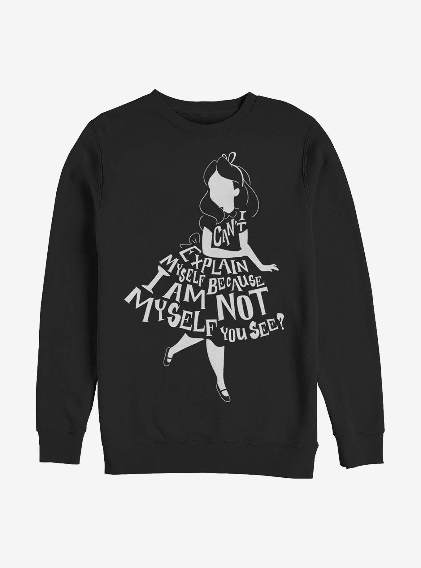 Disney Alice In Wonderland Not Myself Crew Sweatshirt, BLACK, hi-res