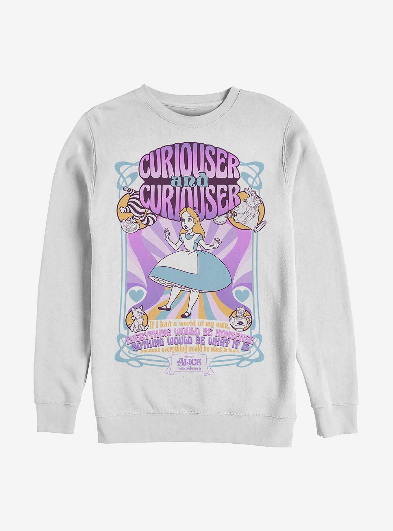 Disney Alice In Wonderland Psychedelic Nouveou Crew Sweatshirt, WHITE, hi-res