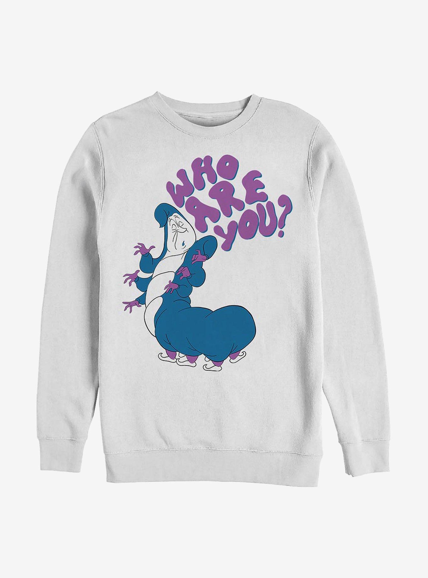 Disney Alice In Wonderland Who Are You? Crew Sweatshirt, WHITE, hi-res