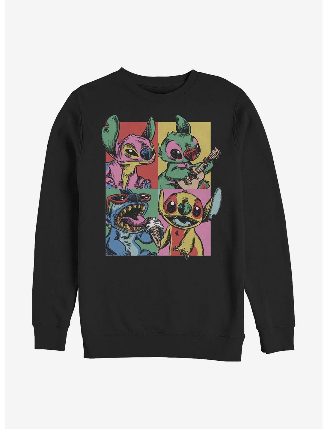 Disney Lilo & Stitch Grunge Stitch Crew Sweatshirt, BLACK, hi-res