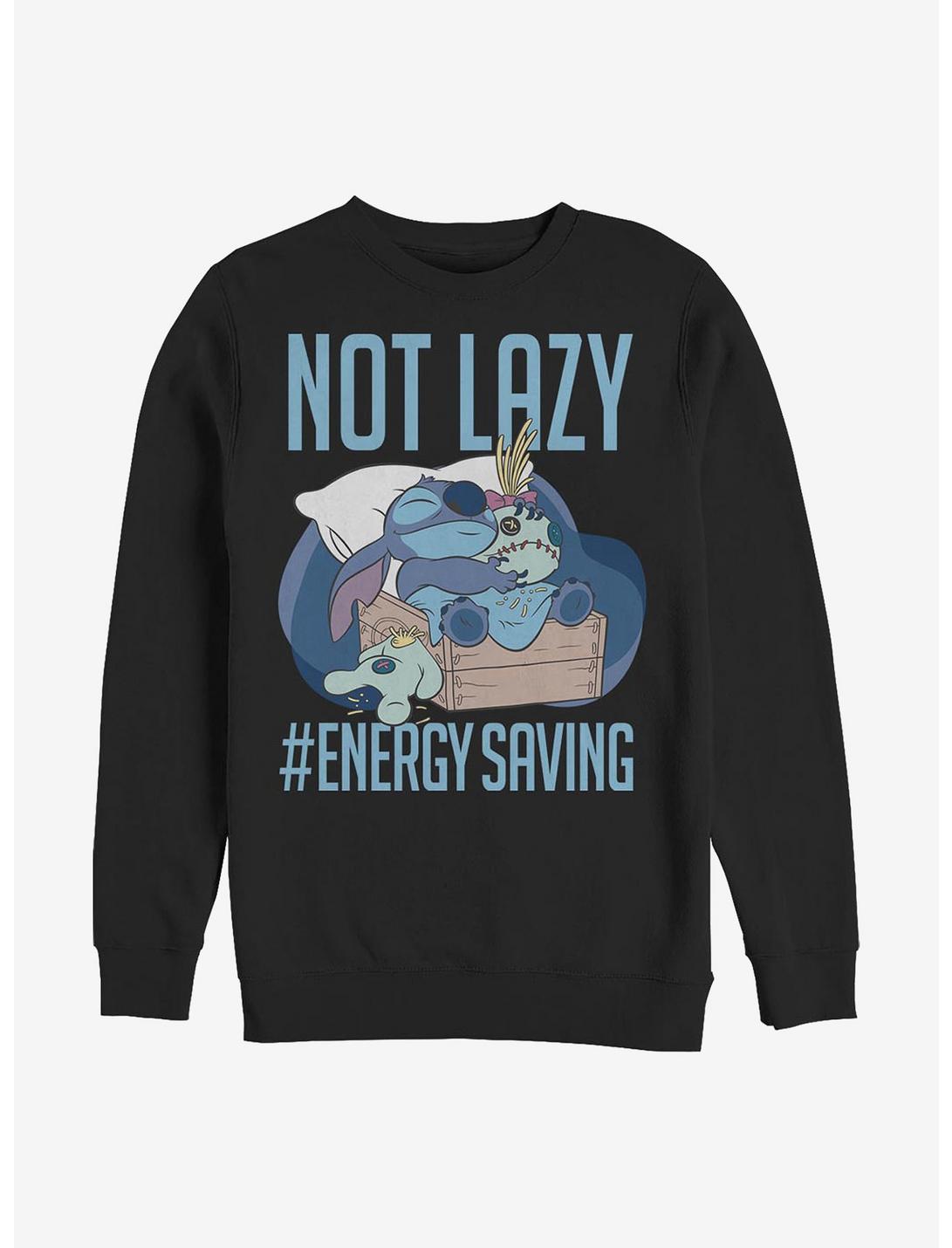 Disney Lilo & Stitch Lazy Energy Crew Sweatshirt, BLACK, hi-res