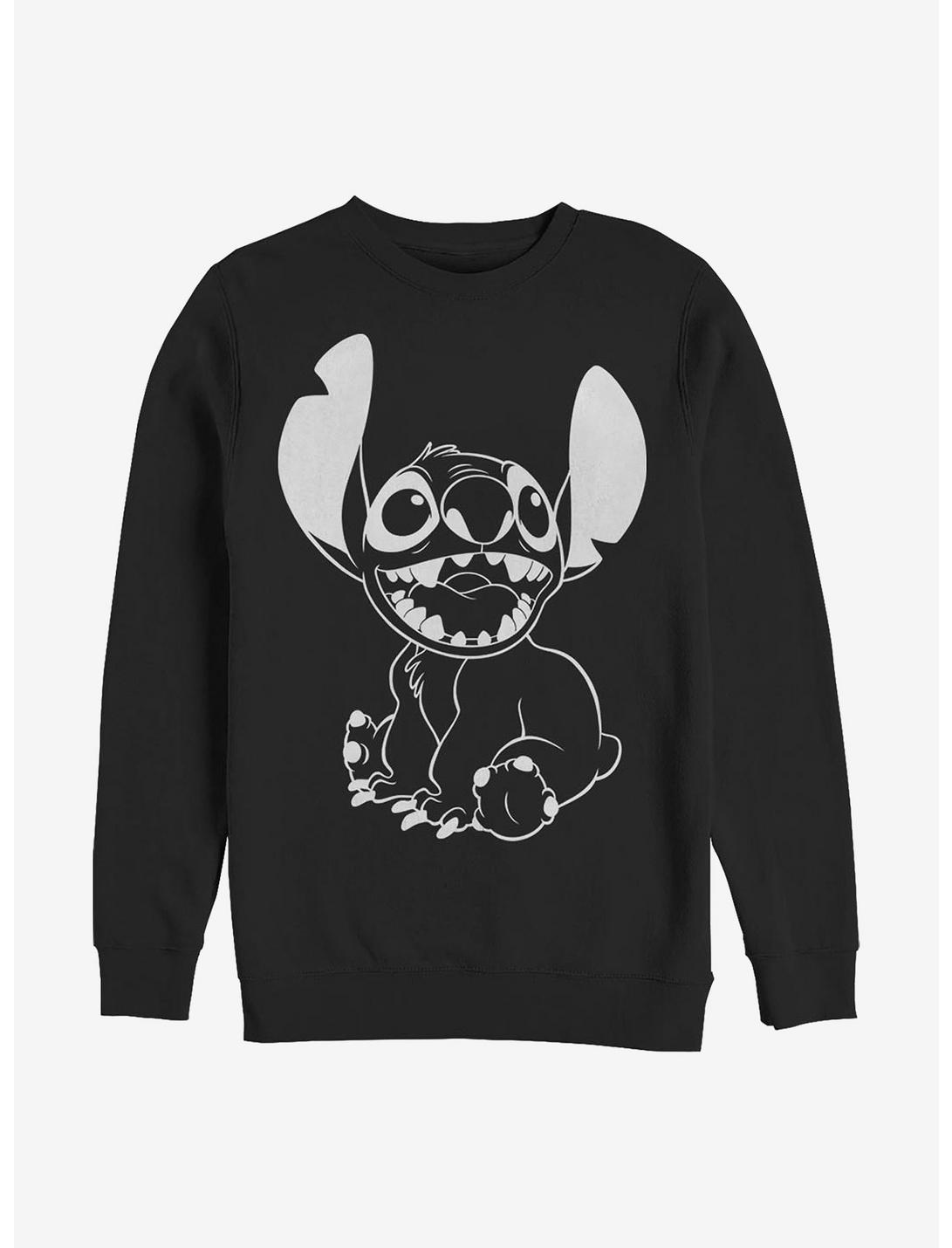 Disney Lilo & Stitch Outline Stitch Crew Sweatshirt, BLACK, hi-res