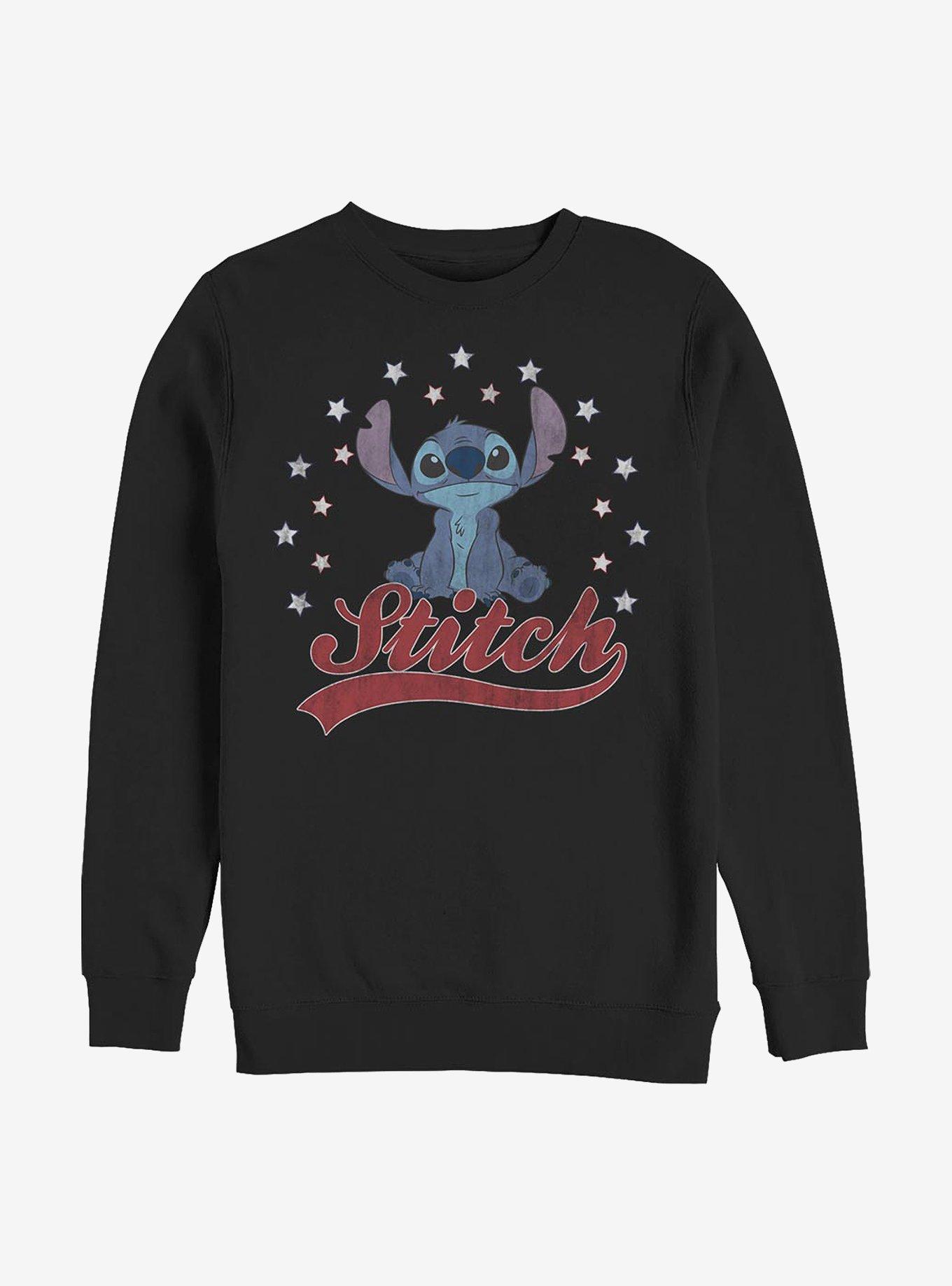 Disney Lilo & Stitch Star Banner Crew Sweatshirt, BLACK, hi-res