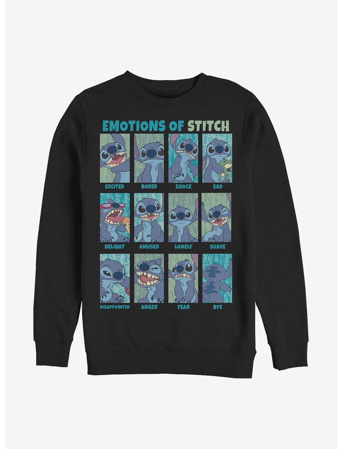 Disney Lilo & Stitch Stitch Emotions Crew Sweatshirt, BLACK, hi-res