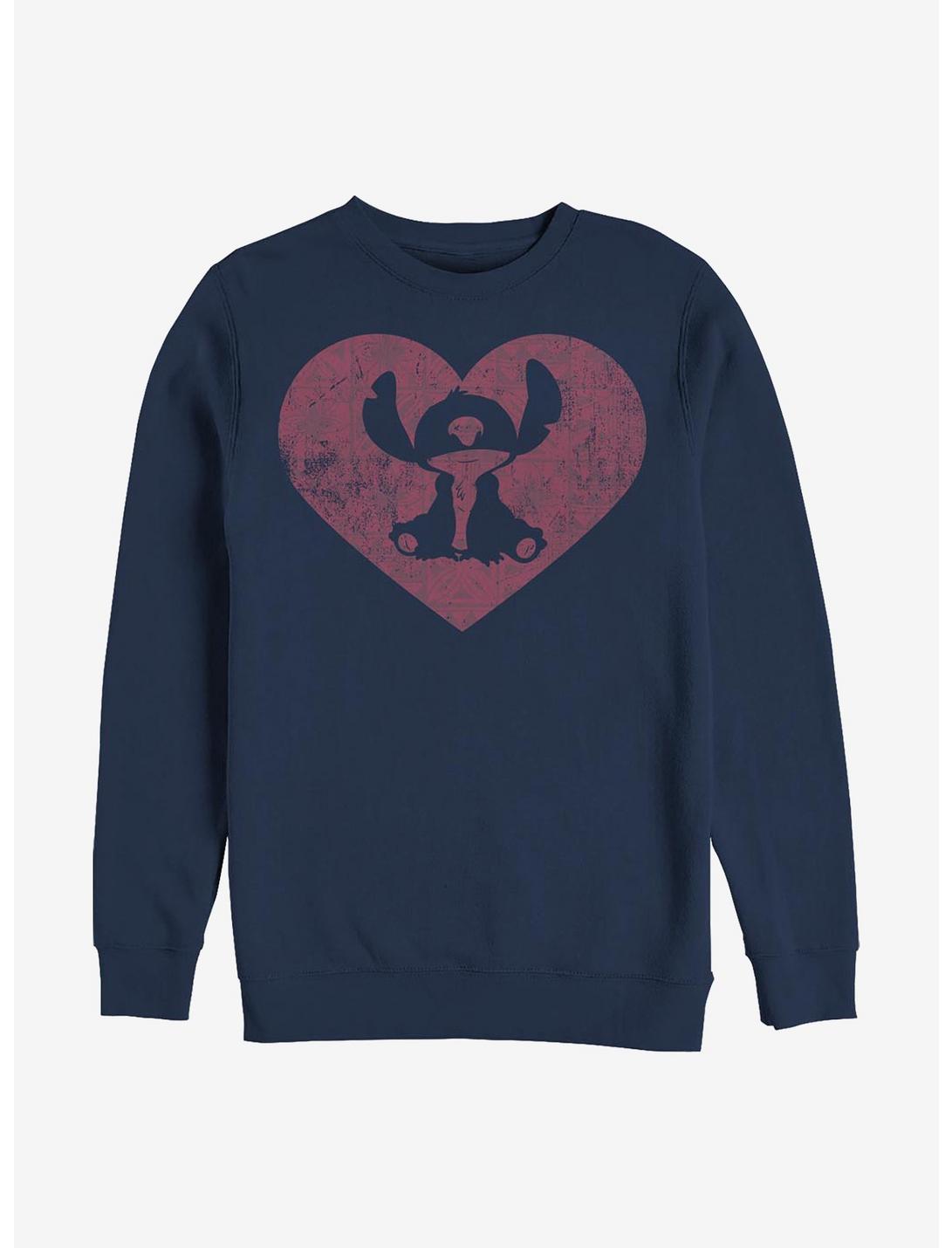 Disney Lilo & Stitch Heart Crew Sweatshirt, NAVY, hi-res