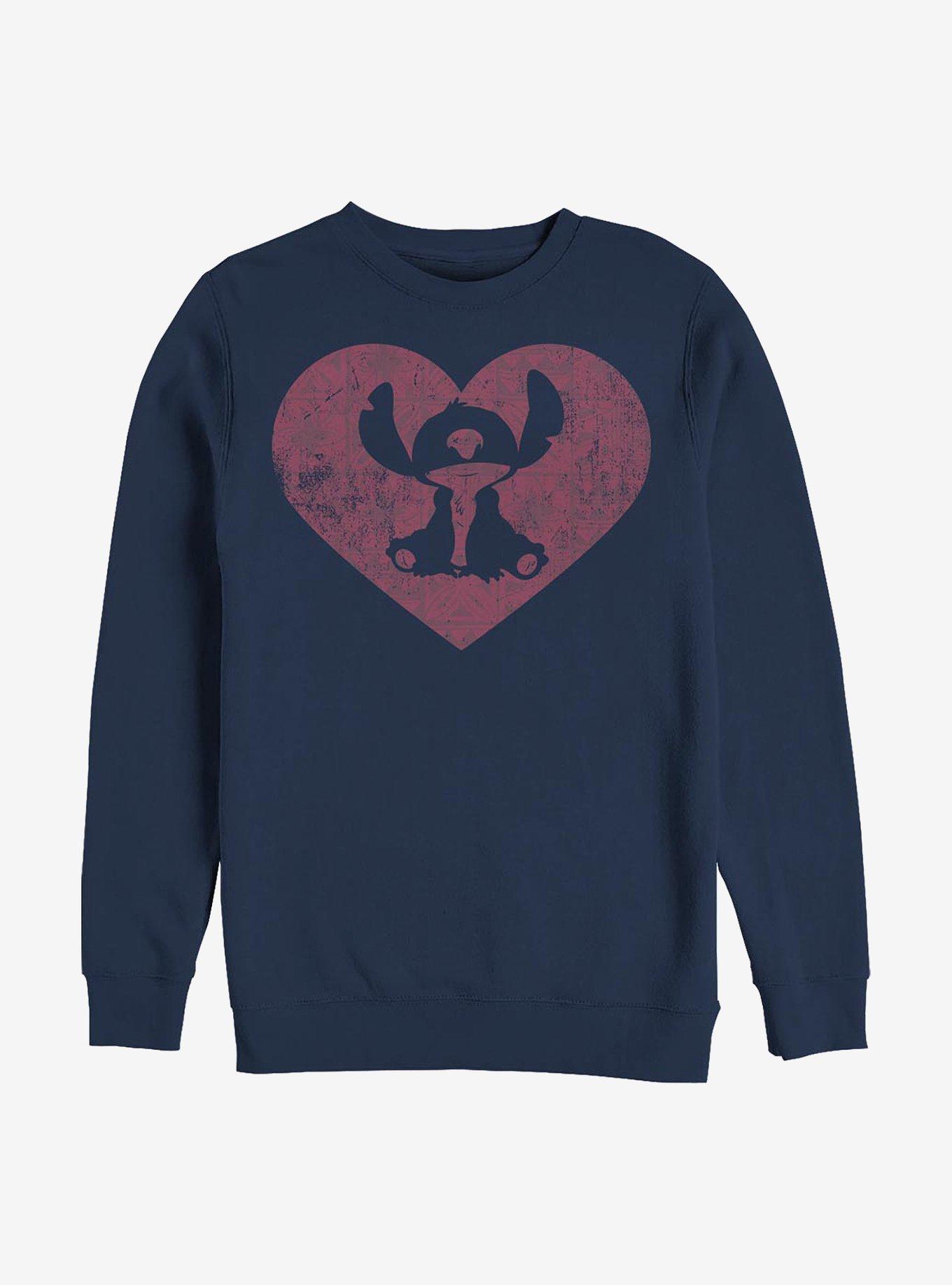 Disney Lilo & Stitch Heart Crew Sweatshirt, NAVY, hi-res