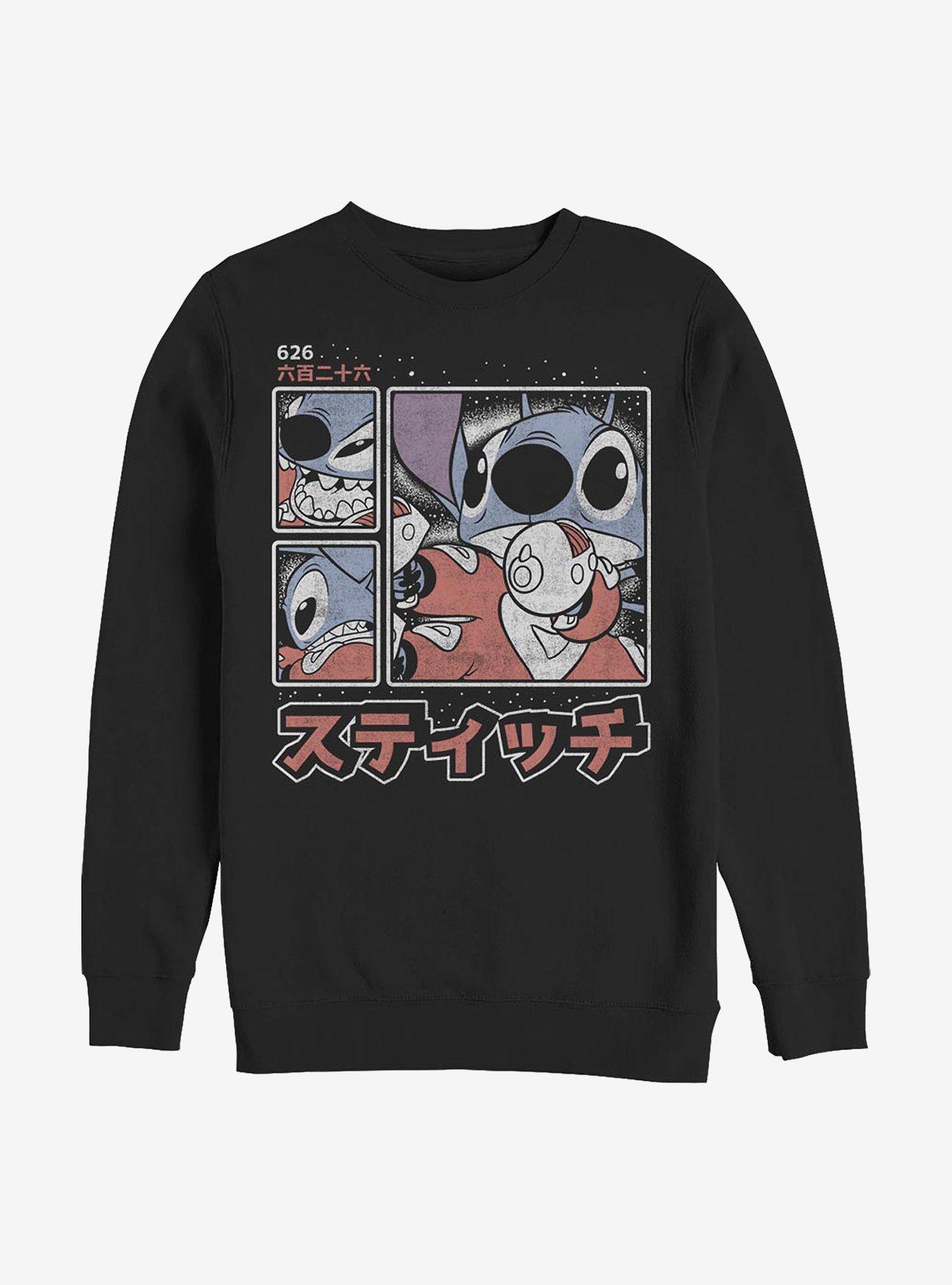 Disney Lilo & Stitch Armed And Adorable Japanese Text Crew Sweatshirt