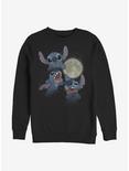 Disney Lilo & Stitch Three Stitch Moon Crew Sweatshirt, BLACK, hi-res