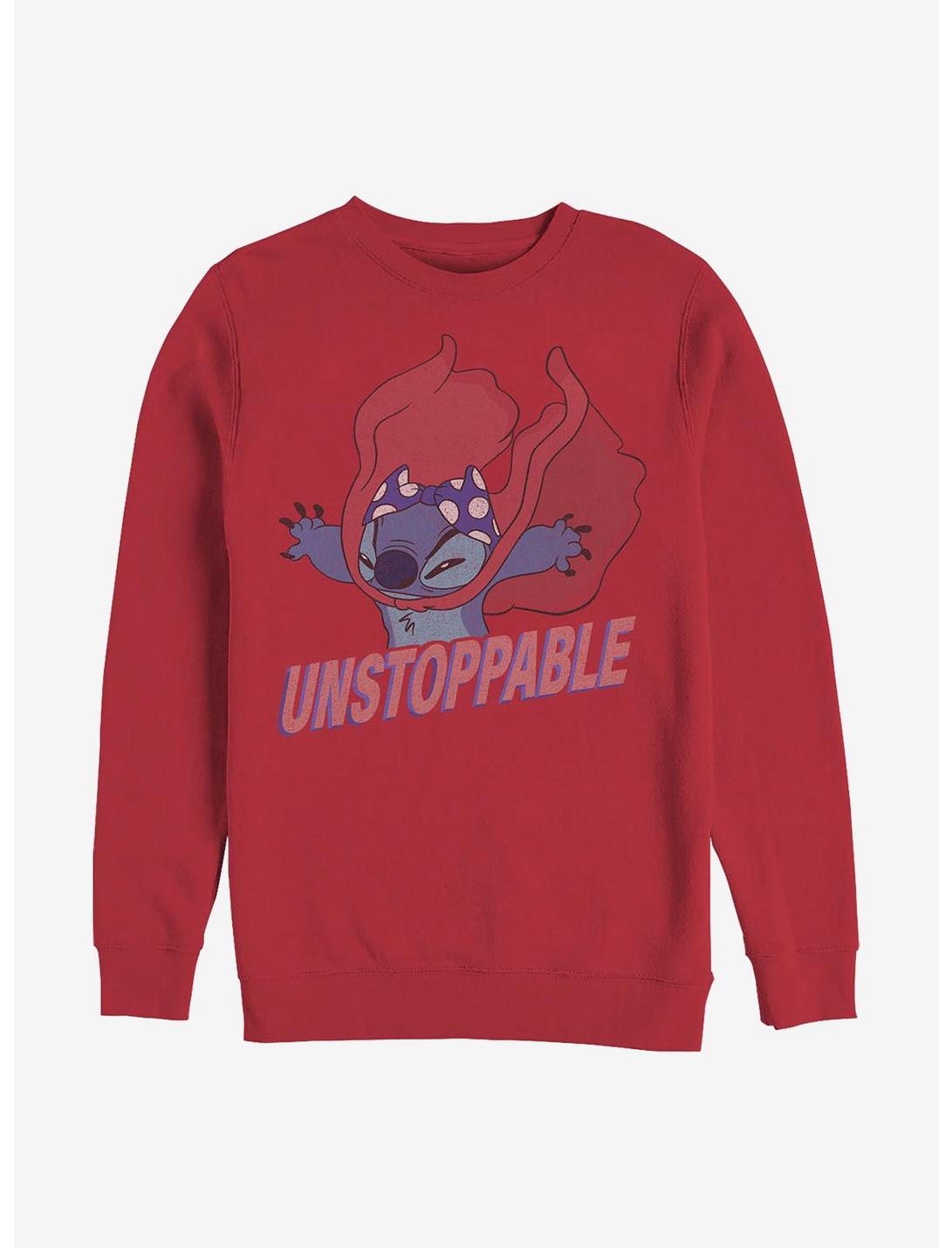 Disney Lilo & Stitch Unstoppable Stitch Crew Sweatshirt, RED, hi-res