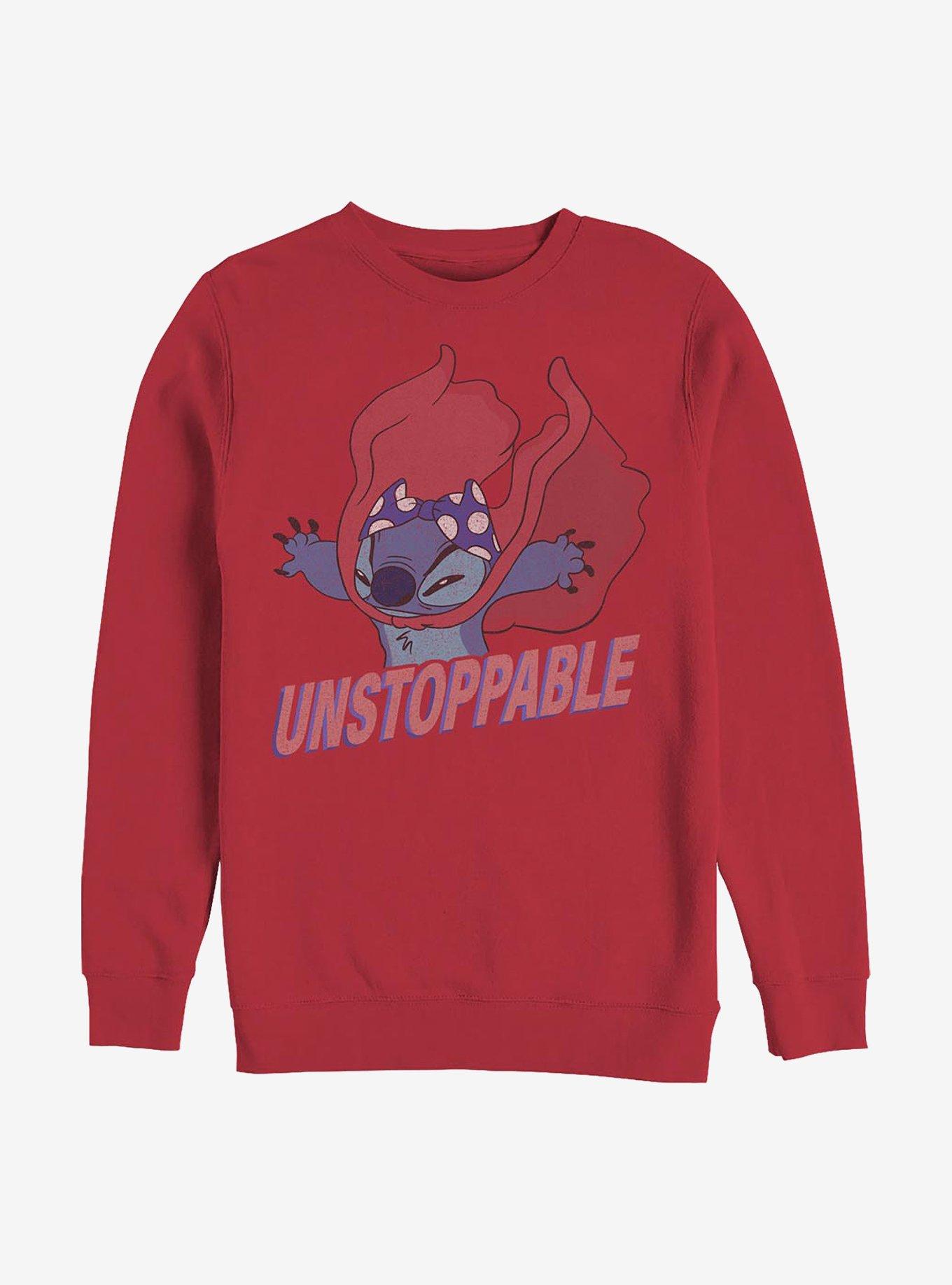 Disney Lilo & Stitch Unstoppable Stitch Crew Sweatshirt, RED, hi-res